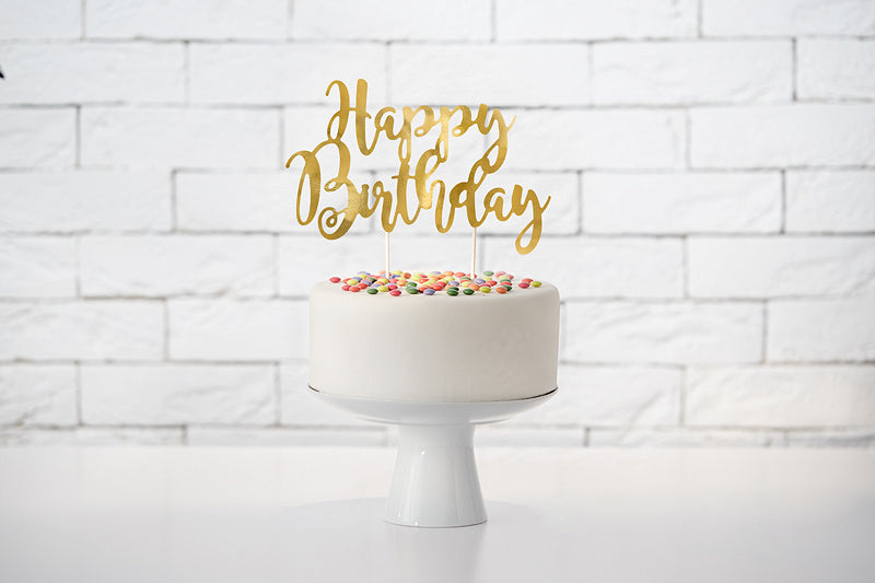 Topper Dourado Happy Birthday  Diy cake topper, Diy cake topper