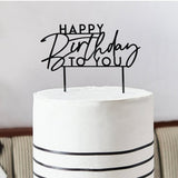 Black Happy Birthday Cake Topper