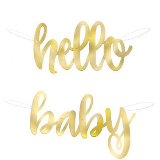 Gold Foil 'Hello Baby' Paper Garland