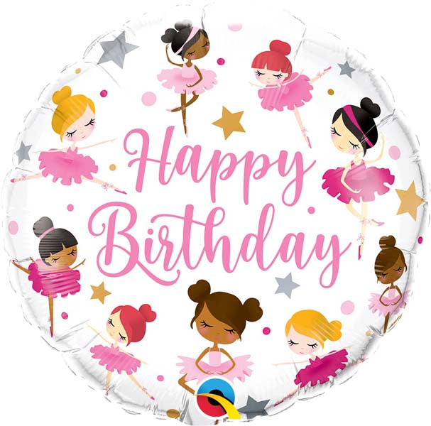 Balão Foil Happy Birthday Bailarinas