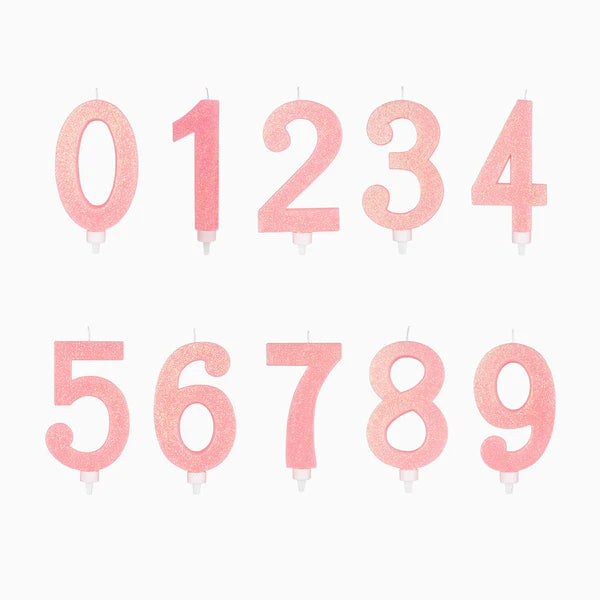 Large Pink Glitter Birthday Candle