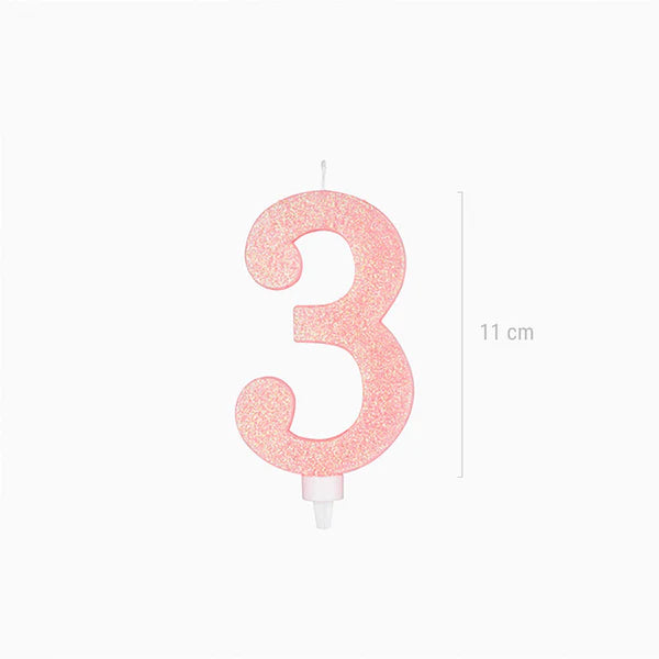 Large Pink Glitter Birthday Candle