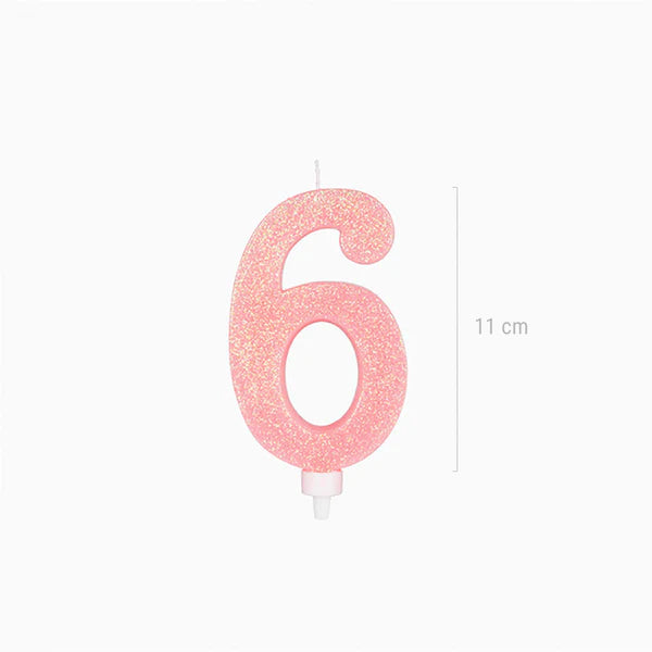 Large Pink Glitter Birthday Candle