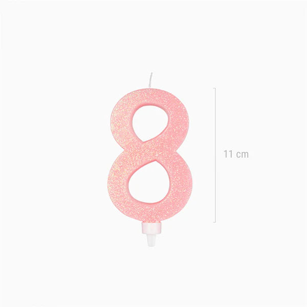 Large Pink Glitter Birthday Candle