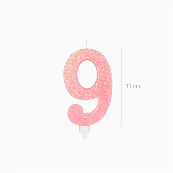 Large Pink Glitter Birthday Candle