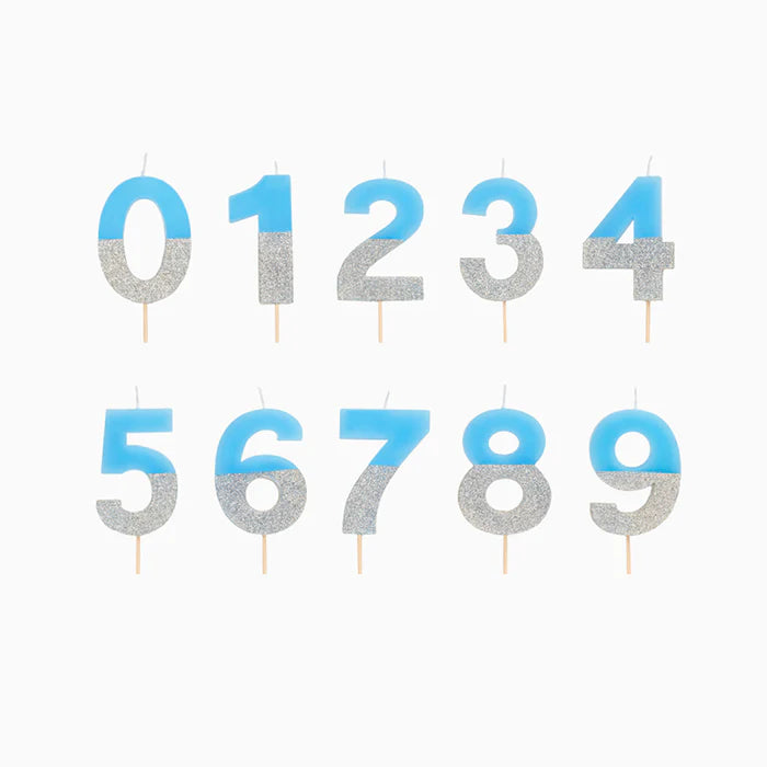 Vela de Aniversário Azul e Prateado