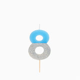 Vela de Aniversário Azul e Prateado