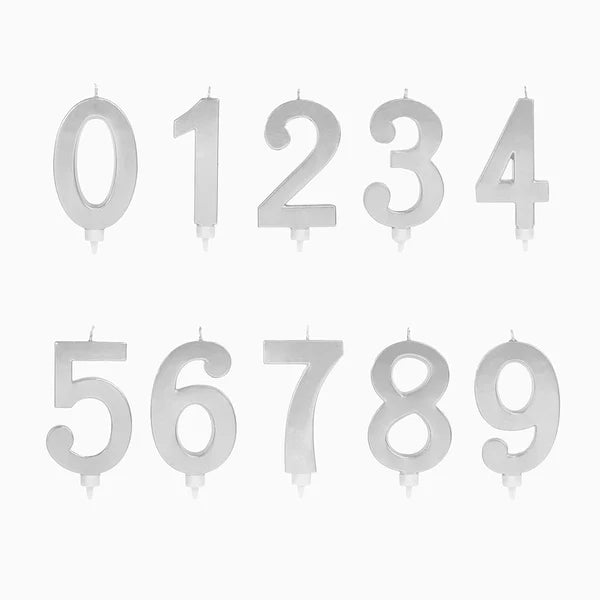 Large Silver Metallic Birthday Candle