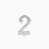 Vela de Aniversário Grande Prateada Metalizada