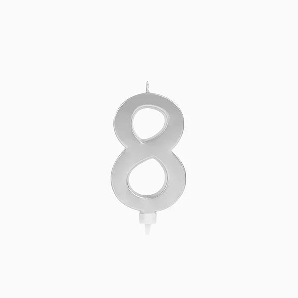 Large Silver Metallic Birthday Candle