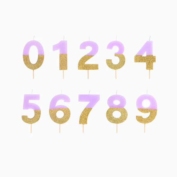 Lilac and Gold Birthday Candle