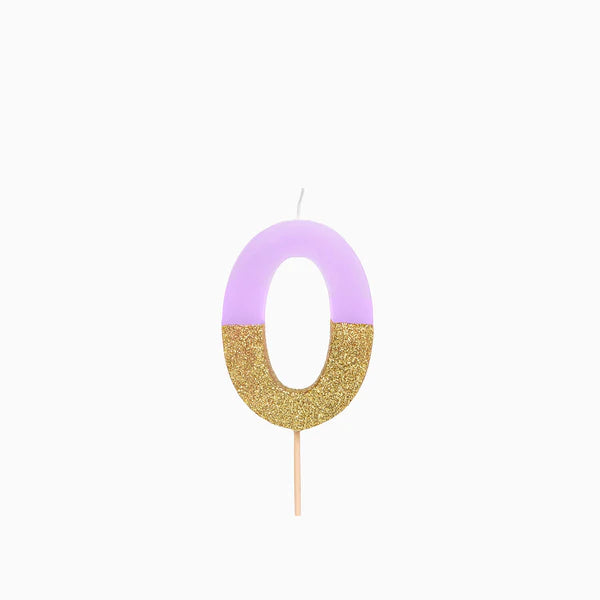 Lilac and Gold Birthday Candle