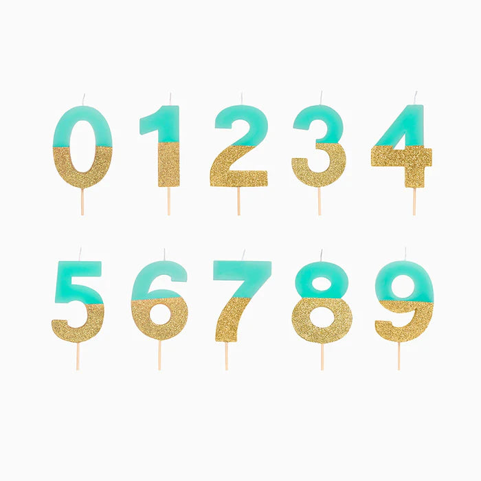 Mint and Gold Birthday Candle