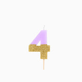Lilac and Gold Birthday Candle