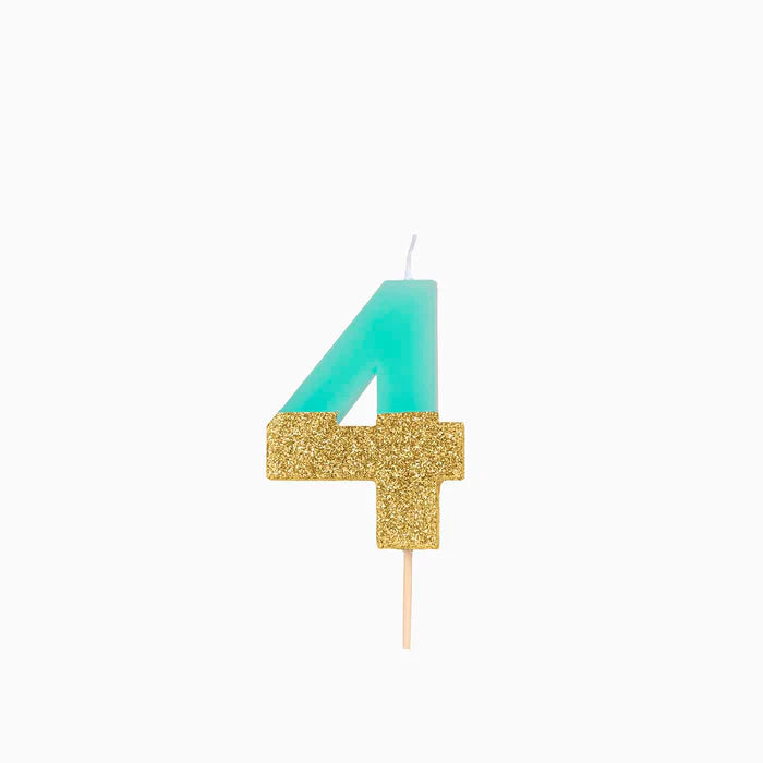 Mint and Gold Birthday Candle