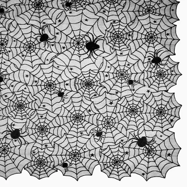 Toalha de Mesa Têxtil Teias de Aranha Preta - Halloween