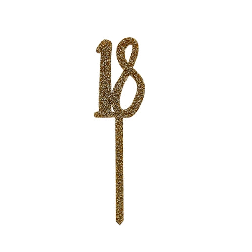 Topo de Bolo 18 Dourado Glitter