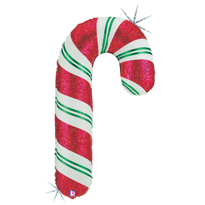 Candy Cane Foil Balloon - White, Red and Green
