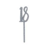 Topo de Bolo 18 Prateado Glitter