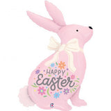 Balão Foil Coelho Rosa Happy Easter