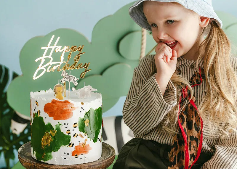 Topo de bolo ''Happy Birthday'' Dourado