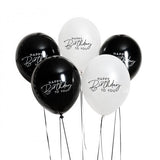 Balões Látex Happy Birthday Pretos