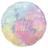 Balão Foil Happy Birthday Rainbow Pastel