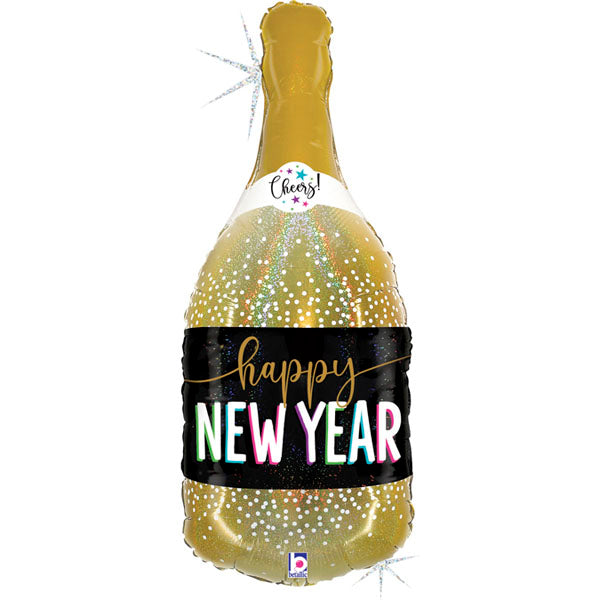 Champagne Bottle Foil Balloon Happy New Year Glitter