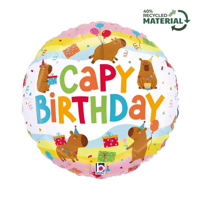 Balão Foil Happy Birthday Capivaras