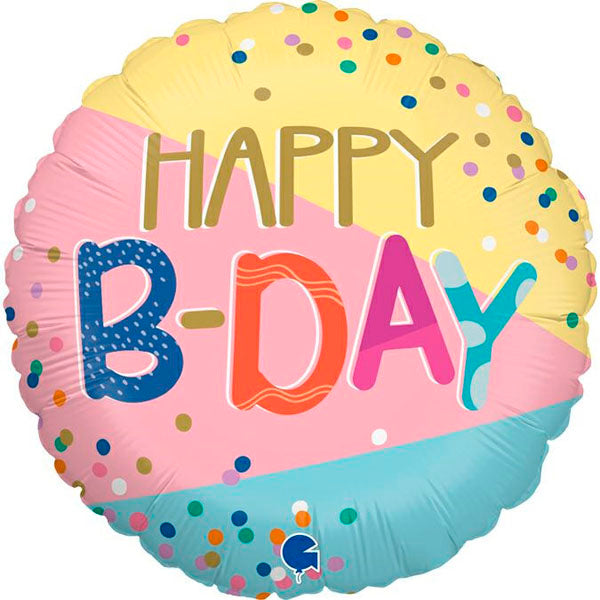Balão Foil 18" Funky Dots Happy B-Day