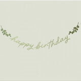Grinalda Happy Birthday Botanical Verde Sálvia
