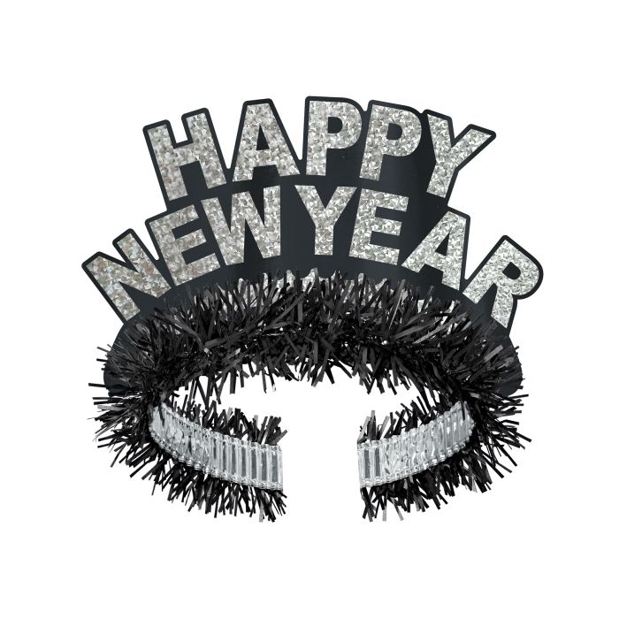 Black and Silver Happy New Year Headband