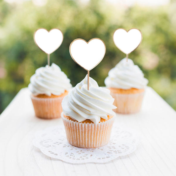 Topos de Cupcake Corações Brancos