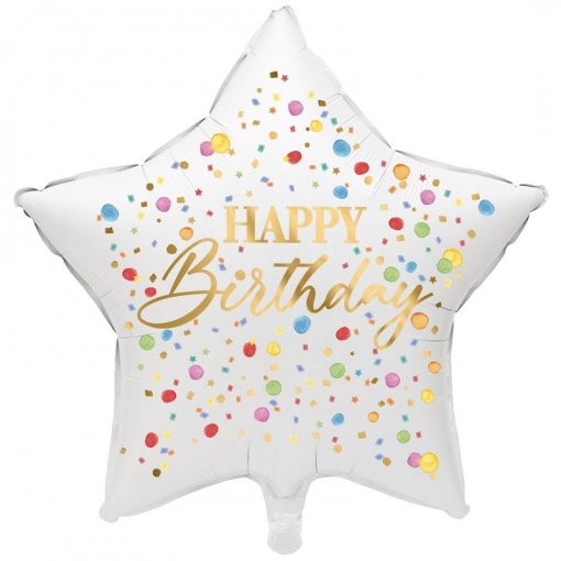 Balão Foil Happy Birthday Confettis
