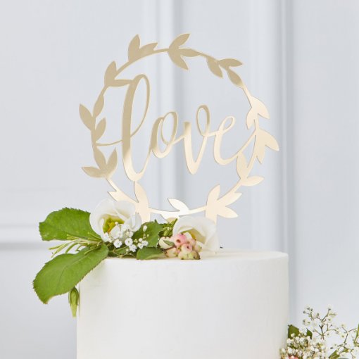 Gold Acrylic 'Love' Cake Topper