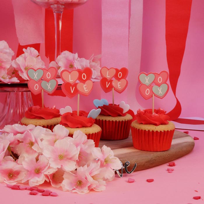 Topos de Cupcake Candy São Valentim