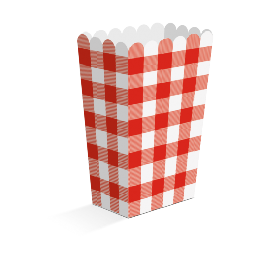 Caixas de Pipocas Riscas Gingham Vermelho