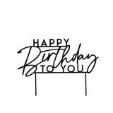 Black Happy Birthday Cake Topper