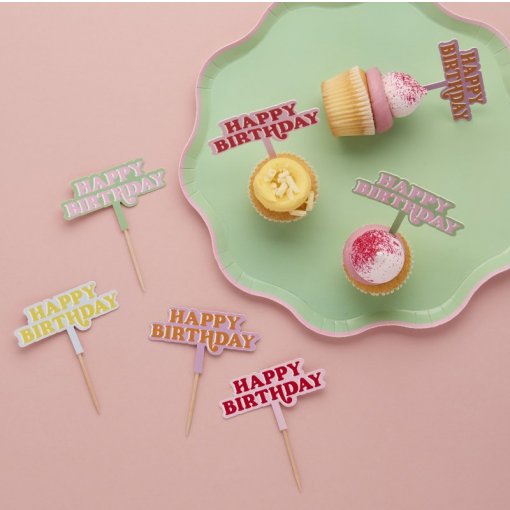 Topos de Cupcake Happy Bityhday Coloridos
