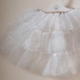 Saia Tule Fada Princesa com Brilho Branco & Prateado