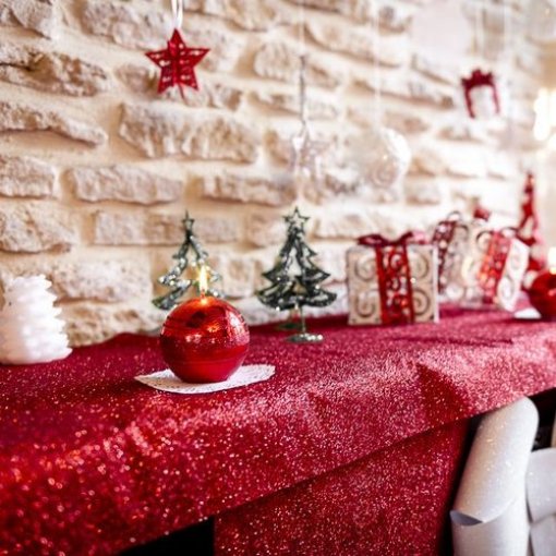 Corredor de Mesa Vermelho Glitter