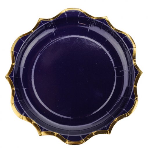 Pratos Azul Escuro com rebordo dourado