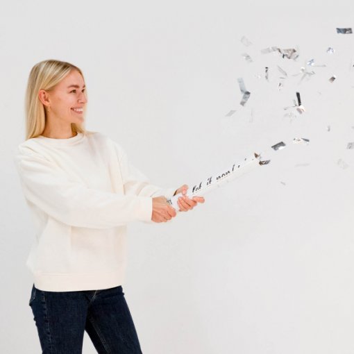 Canhão de confettis 40cm Prateado Foil