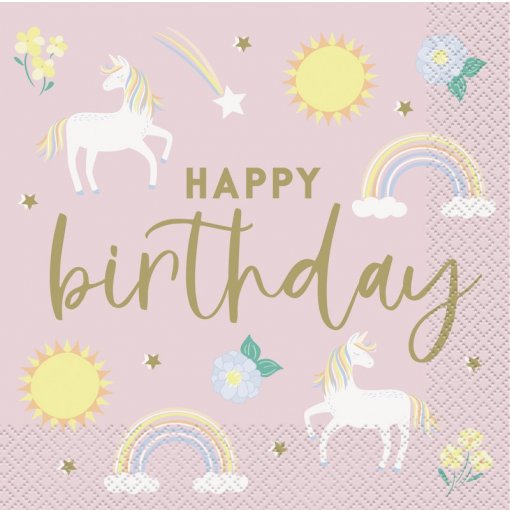 Guardanapos Happy Birthday Unicórnio