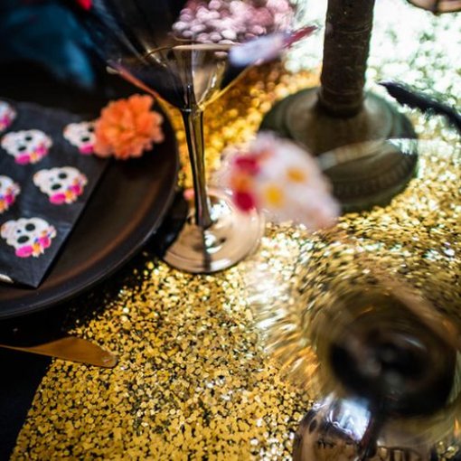 Corredor de mesa Dourado Glitter