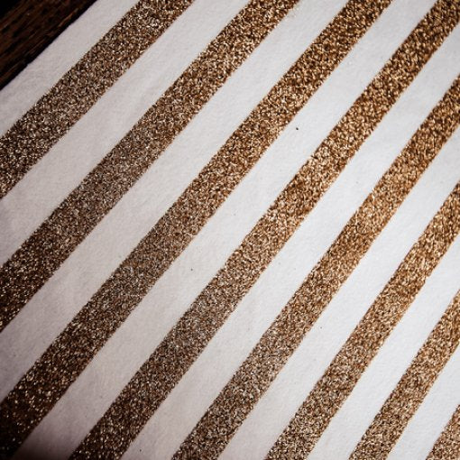 Gold Glitter &amp; White Stripes Table Runner