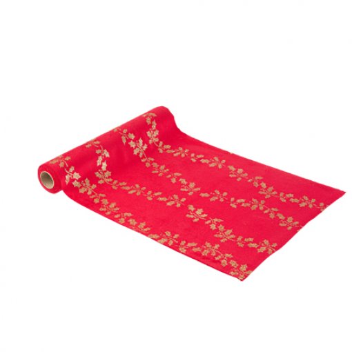Corredor de Mesa Azevinhos Veludo Vermelho