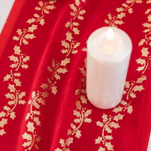Corredor de Mesa Azevinhos Veludo Vermelho