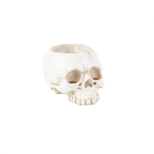 White Resin Skull Candlestick