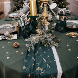 Green Table Runner with Muslin Flowers